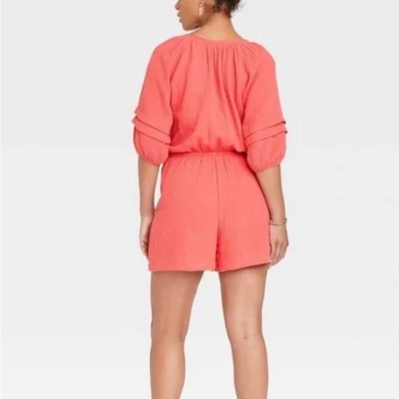 Knox Rose - Romper Shorts with front tie tassel & side pockets-Guava Jelly color - Picture 2 of 13